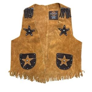 Vintage John R Craighead Co Youth Size Medium Brown Leather Suede Western Vest